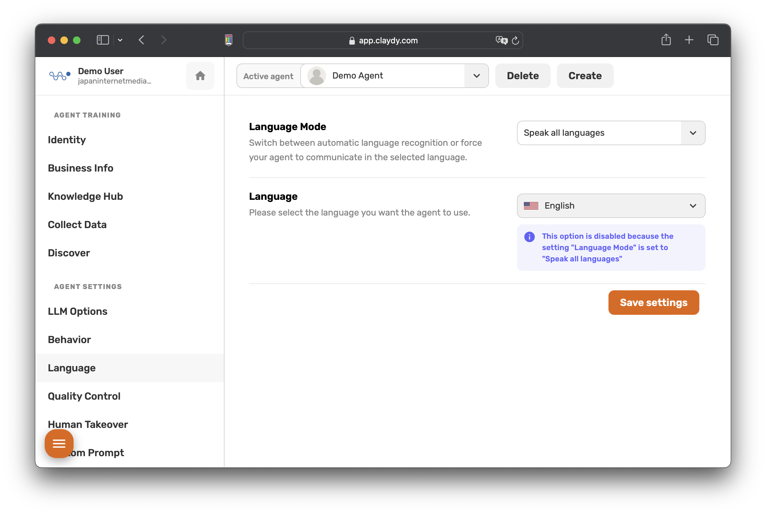 Setting Language Preferences | Claydy Whitelabel Ai Chatbot - try it ...